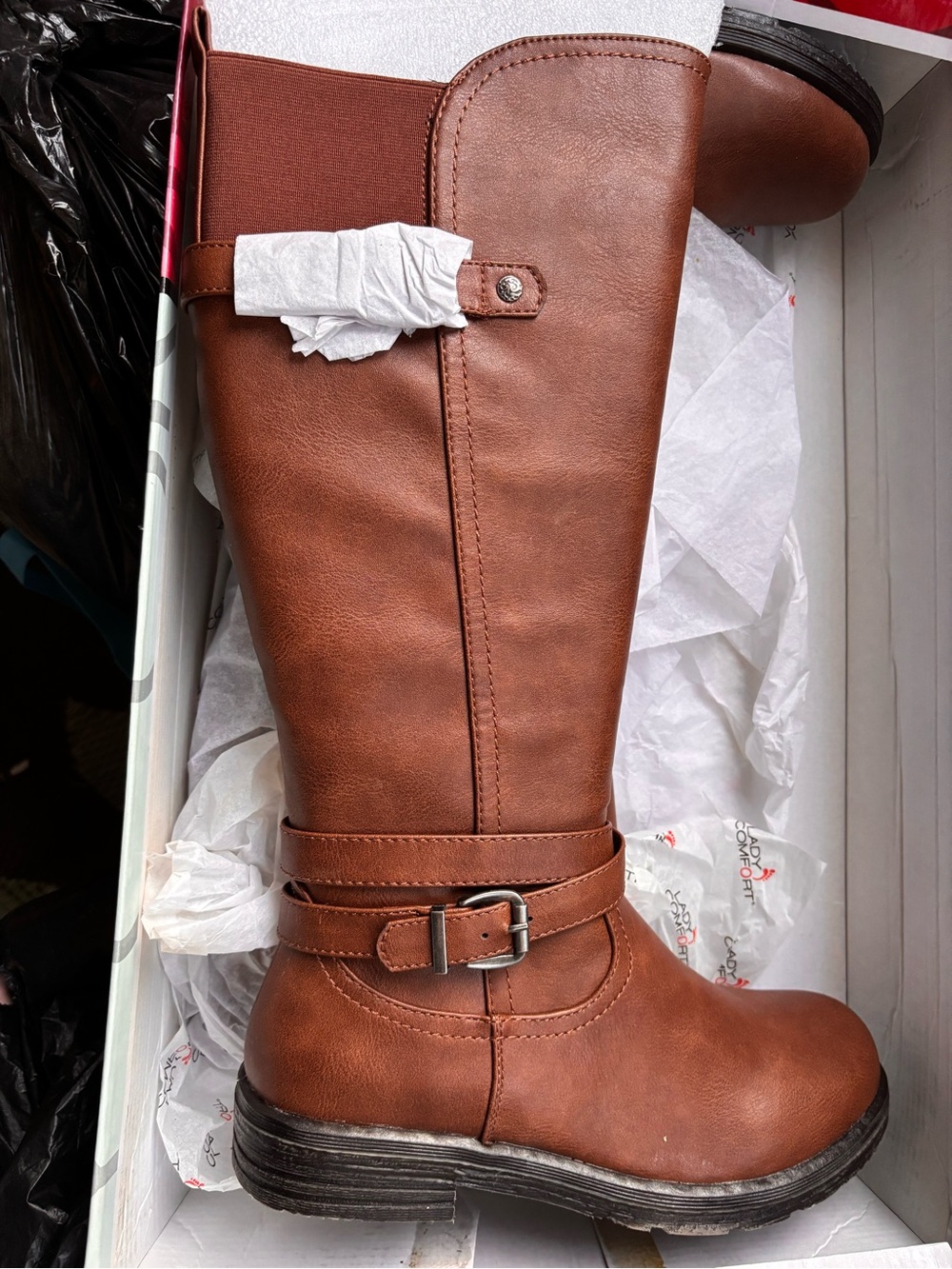 Women's Brown Mid-Calf Buckle Combat Boots